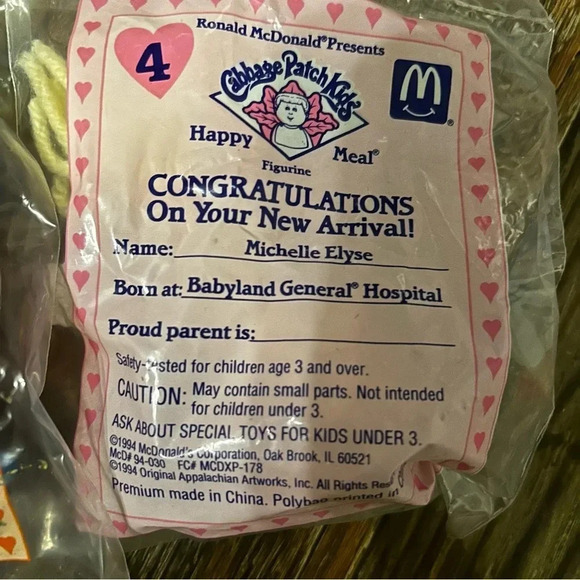 NIP Vtg 1994 Cabbage Toddler Baby Dolls McDonalds Happy Meal Toys Lot of 4 set‎ - Picture 5 of 7